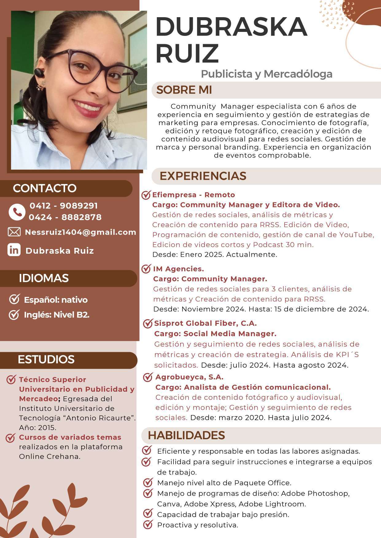 Retrato profesional de Dubraska Ruiz